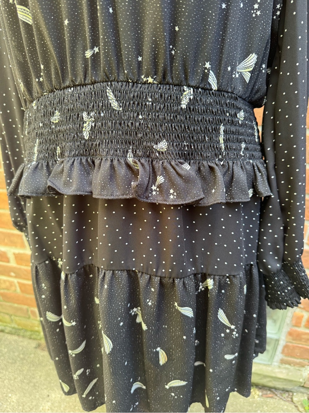 POPSUGAR Black Long-Sleeve Printed Tiered Mini Dress - Picture 4 of 8